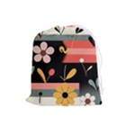  Minimalist Pattern With Simple Lines,flower And Shapes, Creating A Clean And Modern Drawstring Pouch (Large)