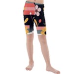  Minimalist Pattern With Simple Lines,flower And Shapes, Creating A Clean And Modern Kids  Mid Length Swim Shorts