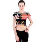  Minimalist Pattern With Simple Lines,flower And Shapes, Creating A Clean And Modern Crew Neck Crop Top