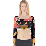  Minimalist Pattern With Simple Lines,flower And Shapes, Creating A Clean And Modern Long Sleeve Crop Top