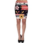  Minimalist Pattern With Simple Lines,flower And Shapes, Creating A Clean And Modern Bodycon Skirt