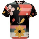  Minimalist Pattern With Simple Lines,flower And Shapes, Creating A Clean And Modern Men s Cotton T-Shirt