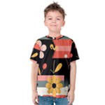  Minimalist Pattern With Simple Lines,flower And Shapes, Creating A Clean And Modern Kids  Cotton T-Shirt