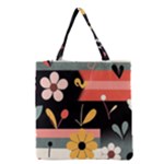  Minimalist Pattern With Simple Lines,flower And Shapes, Creating A Clean And Modern Grocery Tote Bag