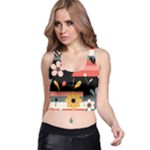  Minimalist Pattern With Simple Lines,flower And Shapes, Creating A Clean And Modern Racer Back Crop Top