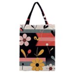  Minimalist Pattern With Simple Lines,flower And Shapes, Creating A Clean And Modern Classic Tote Bag