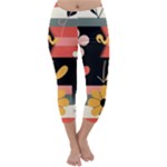  Minimalist Pattern With Simple Lines,flower And Shapes, Creating A Clean And Modern Capri Winter Leggings 