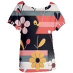  Minimalist Pattern With Simple Lines,flower And Shapes, Creating A Clean And Modern Women s Oversized T-Shirt