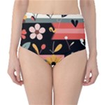  Minimalist Pattern With Simple Lines,flower And Shapes, Creating A Clean And Modern Classic High-Waist Bikini Bottoms