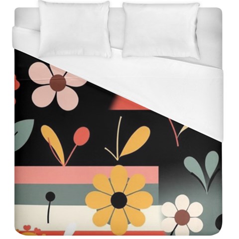 Minimalist Pattern With Simple Lines,flower And Shapes, Creating A Clean And Modern Duvet Cover (King Size) from ArtsNow.com