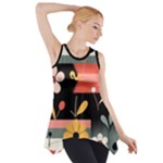  Minimalist Pattern With Simple Lines,flower And Shapes, Creating A Clean And Modern Side Drop Tank Tunic