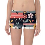  Minimalist Pattern With Simple Lines,flower And Shapes, Creating A Clean And Modern Reversible Boyleg Bikini Bottoms