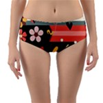  Minimalist Pattern With Simple Lines,flower And Shapes, Creating A Clean And Modern Reversible Mid-Waist Bikini Bottoms