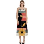  Minimalist Pattern With Simple Lines,flower And Shapes, Creating A Clean And Modern Casual Spaghetti Strap Midi Dress