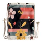  Minimalist Pattern With Simple Lines,flower And Shapes, Creating A Clean And Modern Drawstring Bag (Large)