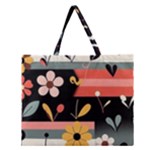  Minimalist Pattern With Simple Lines,flower And Shapes, Creating A Clean And Modern Zipper Large Tote Bag