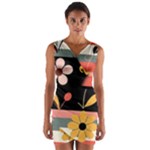  Minimalist Pattern With Simple Lines,flower And Shapes, Creating A Clean And Modern Wrap Front Bodycon Dress