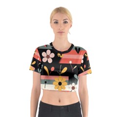 Minimalist Pattern With Simple Lines,flower And Shapes, Creating A Clean And Modern Cotton Crop Top from ArtsNow.com