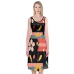  Minimalist Pattern With Simple Lines,flower And Shapes, Creating A Clean And Modern Midi Sleeveless Dress