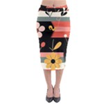  Minimalist Pattern With Simple Lines,flower And Shapes, Creating A Clean And Modern Midi Pencil Skirt