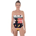  Minimalist Pattern With Simple Lines,flower And Shapes, Creating A Clean And Modern Tie Back One Piece Swimsuit