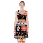  Minimalist Pattern With Simple Lines,flower And Shapes, Creating A Clean And Modern Racerback Midi Dress