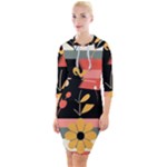  Minimalist Pattern With Simple Lines,flower And Shapes, Creating A Clean And Modern Quarter Sleeve Hood Bodycon Dress