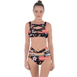  Minimalist Pattern With Simple Lines,flower And Shapes, Creating A Clean And Modern Bandaged Up Bikini Set 