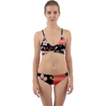  Minimalist Pattern With Simple Lines,flower And Shapes, Creating A Clean And Modern Wrap Around Bikini Set