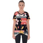  Minimalist Pattern With Simple Lines,flower And Shapes, Creating A Clean And Modern Cut Out Side Drop T-Shirt