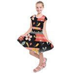  Minimalist Pattern With Simple Lines,flower And Shapes, Creating A Clean And Modern Kids  Short Sleeve Dress