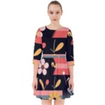  Minimalist Pattern With Simple Lines,flower And Shapes, Creating A Clean And Modern Smock Dress