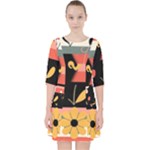  Minimalist Pattern With Simple Lines,flower And Shapes, Creating A Clean And Modern Quarter Sleeve Pocket Dress