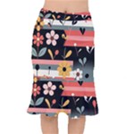  Minimalist Pattern With Simple Lines,flower And Shapes, Creating A Clean And Modern Short Mermaid Skirt