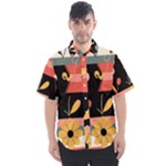  Minimalist Pattern With Simple Lines,flower And Shapes, Creating A Clean And Modern Men s Short Sleeve Shirt