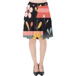  Minimalist Pattern With Simple Lines,flower And Shapes, Creating A Clean And Modern Velvet High Waist Skirt