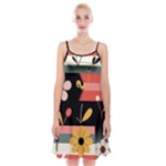  Minimalist Pattern With Simple Lines,flower And Shapes, Creating A Clean And Modern Spaghetti Strap Velvet Dress