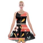  Minimalist Pattern With Simple Lines,flower And Shapes, Creating A Clean And Modern Velvet Skater Dress