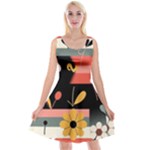  Minimalist Pattern With Simple Lines,flower And Shapes, Creating A Clean And Modern Reversible Velvet Sleeveless Dress