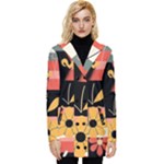  Minimalist Pattern With Simple Lines,flower And Shapes, Creating A Clean And Modern Button Up Hooded Coat 