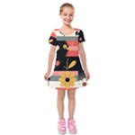  Minimalist Pattern With Simple Lines,flower And Shapes, Creating A Clean And Modern Kids  Short Sleeve Velvet Dress