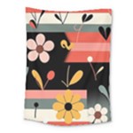  Minimalist Pattern With Simple Lines,flower And Shapes, Creating A Clean And Modern Medium Tapestry