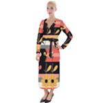  Minimalist Pattern With Simple Lines,flower And Shapes, Creating A Clean And Modern Velvet Maxi Wrap Dress