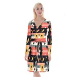  Minimalist Pattern With Simple Lines,flower And Shapes, Creating A Clean And Modern Long Sleeve Velvet Front Wrap Dress