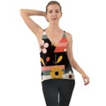  Minimalist Pattern With Simple Lines,flower And Shapes, Creating A Clean And Modern Chiffon Cami