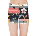  Minimalist Pattern With Simple Lines,flower And Shapes, Creating A Clean And Modern Kids  Sports Shorts