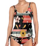  Minimalist Pattern With Simple Lines,flower And Shapes, Creating A Clean And Modern Tankini Set