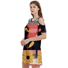 Women s Cold Shoulder Round Neck Mini Dress 