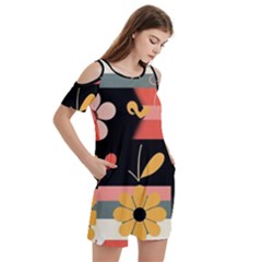 Women s Cold Shoulder Round Neck Mini Dress 