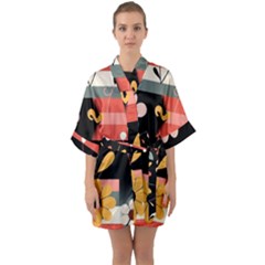 Half Sleeve Satin Kimono  